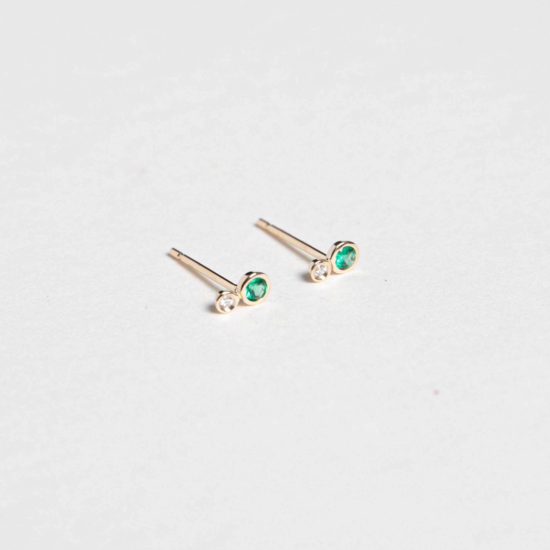 Kiki Alternative Earrings in 14k Gold set with Emeralds by SHW Fine Jewelry New York City