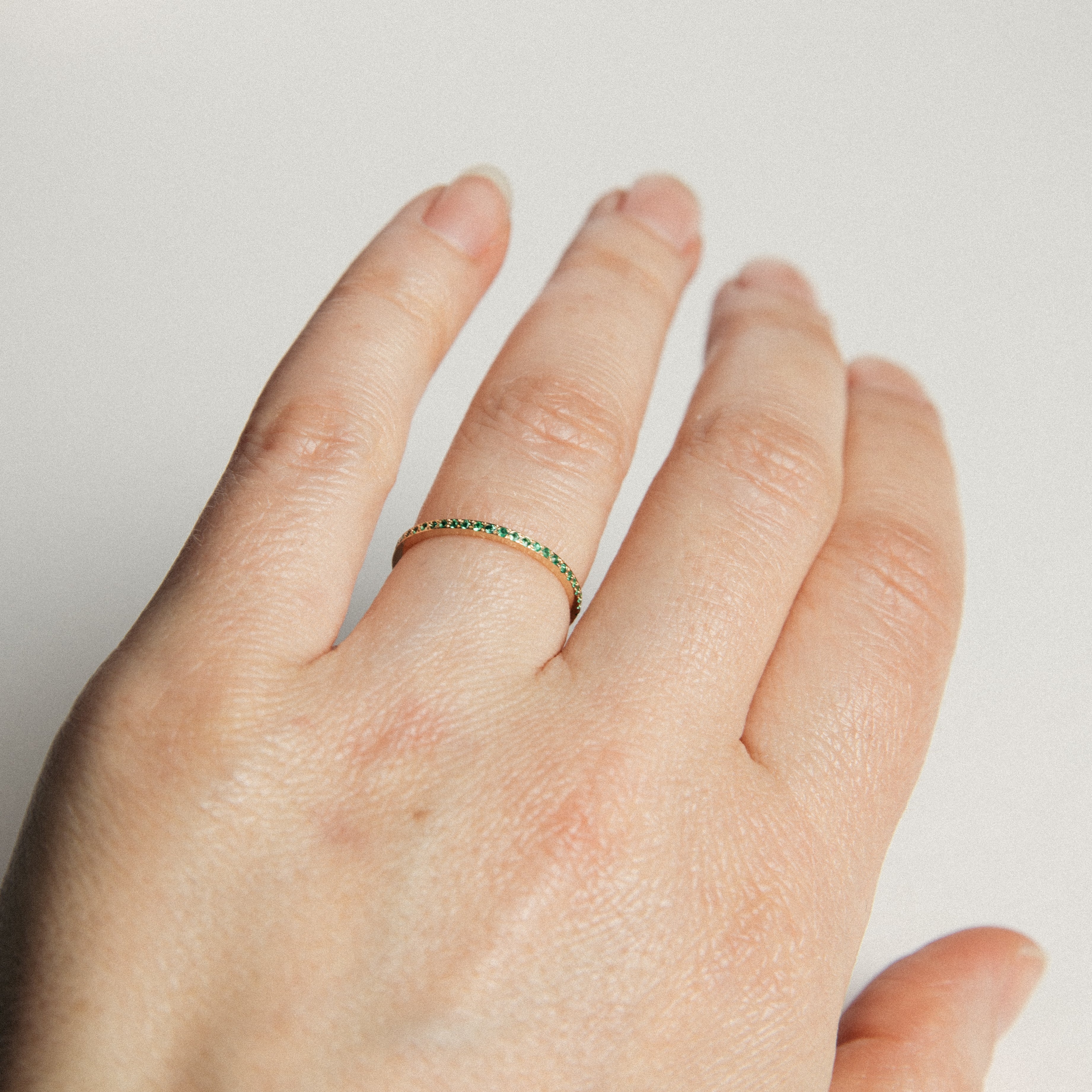 Eile Unique Ring in 14k Yellow Gold set with with Emeralds 