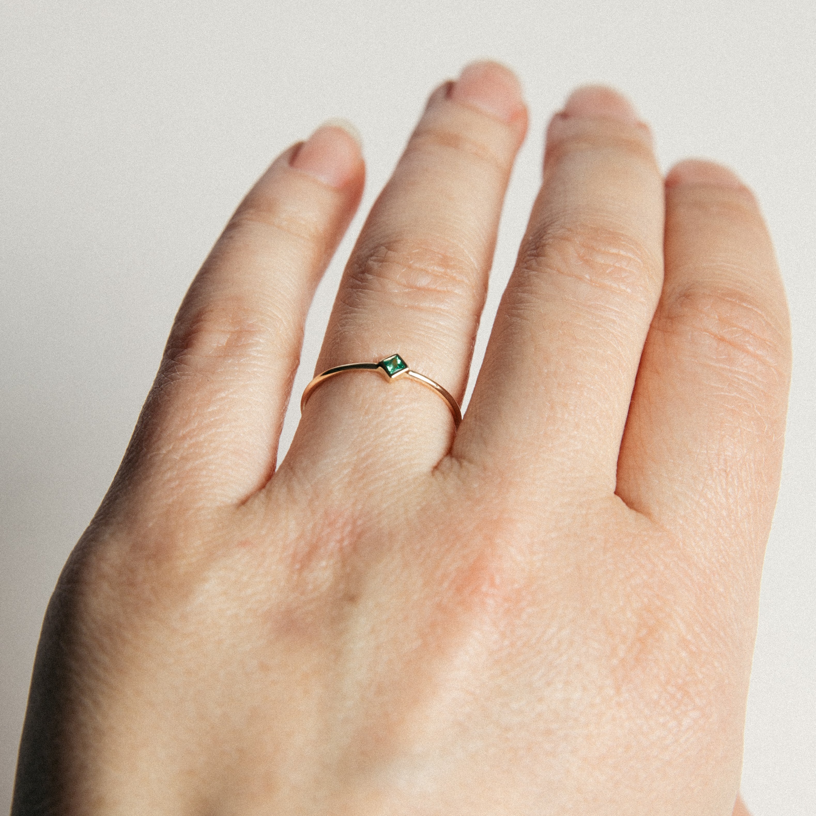 Small Ona Plain Ring in 14k Gold set with Emeralds by SHW Fine Jewelry