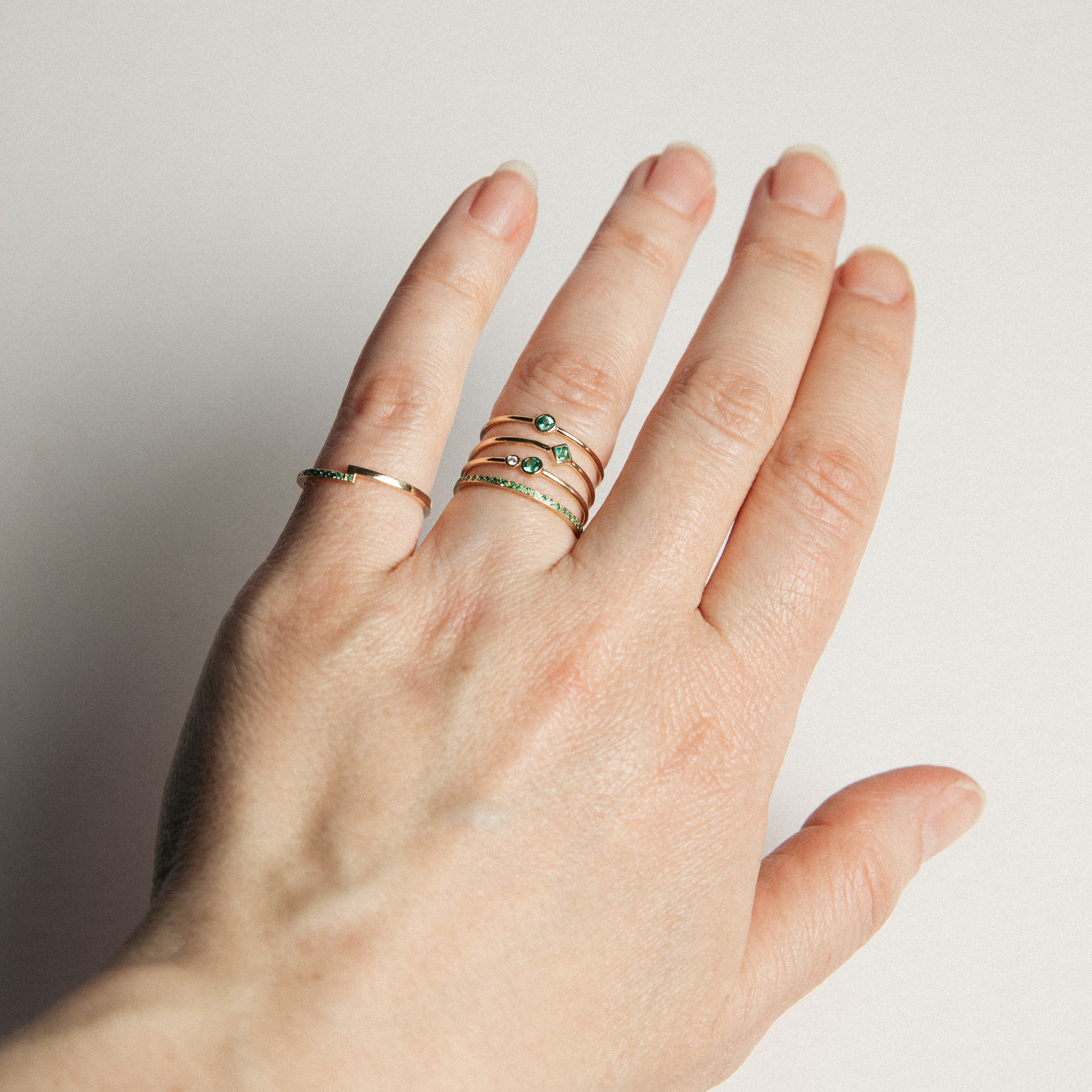 Kiki Delicate Ring in 14k Gold set with Emerald by SHW Fine Jewelry NYC