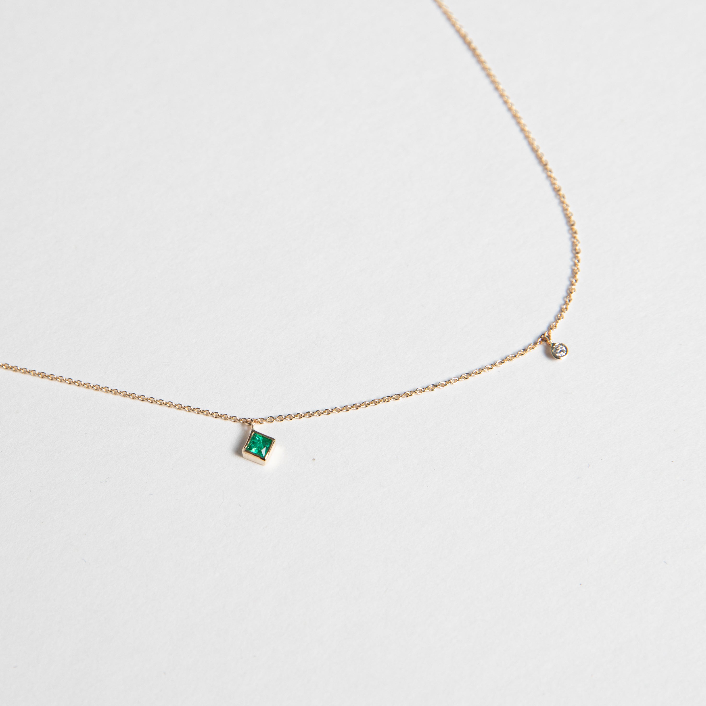 Ibi Alternative Necklace in 14k Gold set with Emerald By SHW Fine Jewelry NYC