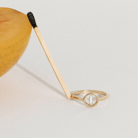 Lita Unique Ring in 14k Gold set with White Diamond by SHW Fine Jewelry