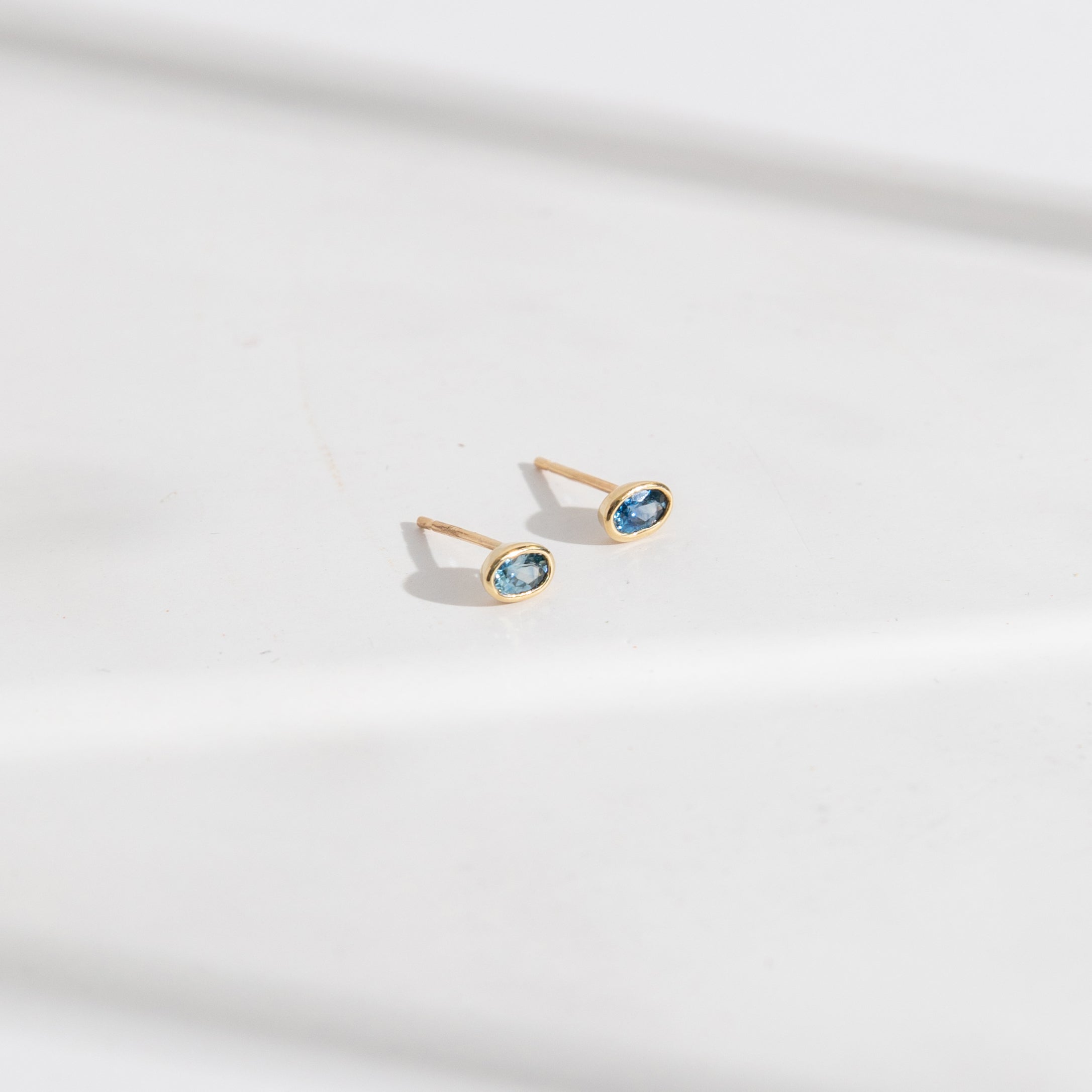 Ana Delicate Earrings 14k Yellow Gold Set With Blue Sapphires By SHW Fine Jewelry NYC