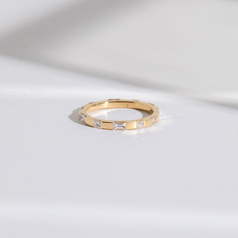 Erdo Stacking Ring in 14k Gold set with White Diamonds by SHW Jewelry
