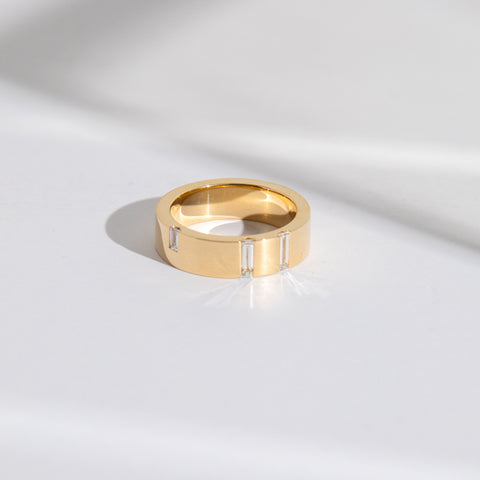 Irdi Unusual Ring in 14k Gold set with White Diamonds by SHW Jewelry