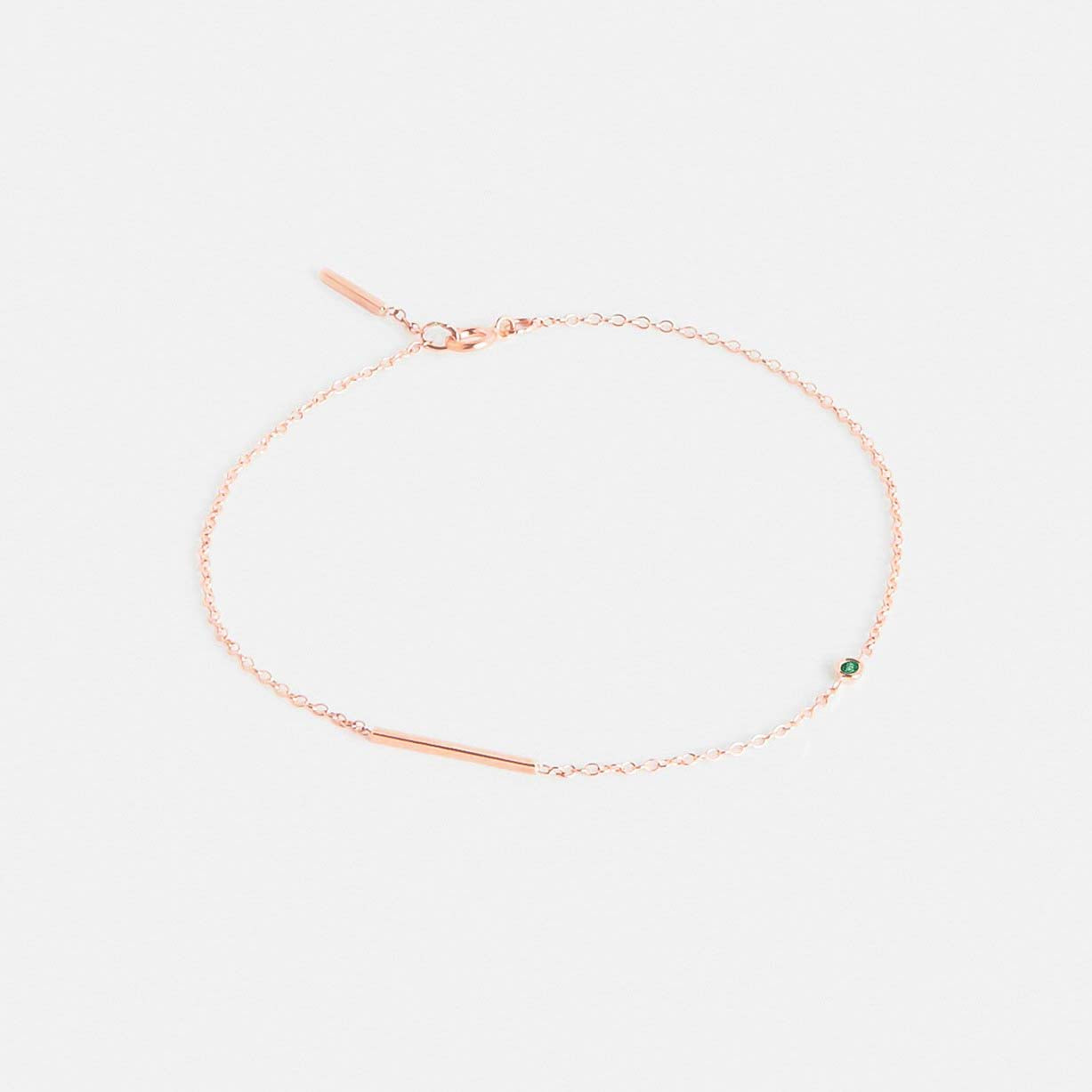 Iki Simple Bracelet in 14k Gold set with Emerald By SHW Fine Jewelry NYC