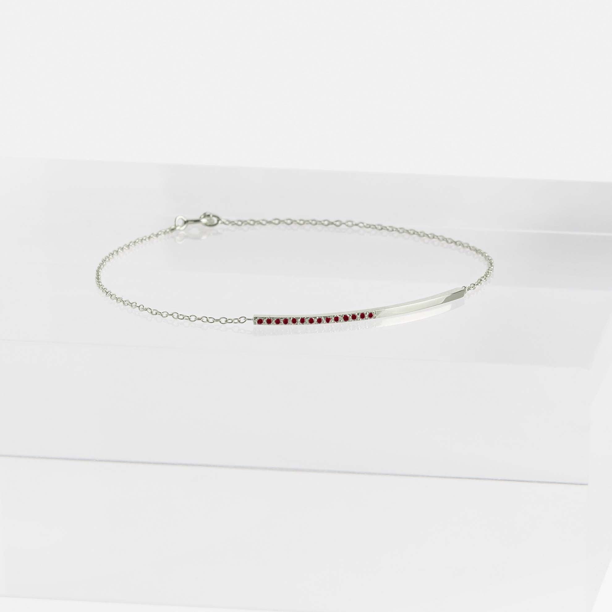 Iva Simple Bracelet in 14k White Gold set with Rubies By SHW Fine Jewelry NYC