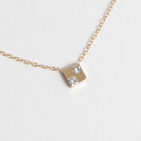 Sudu Cool Necklace in 14k Gold set with Princess Cut Square Diamonds By SHW Fine Jewelry New York City
