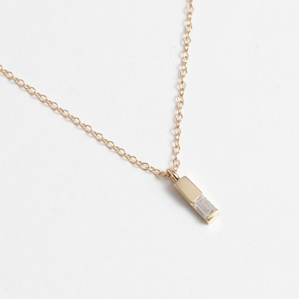 Geri Cool Necklace in 14k Gold set with Baguette cut Diamond By SHW Fine Jewelry New York City