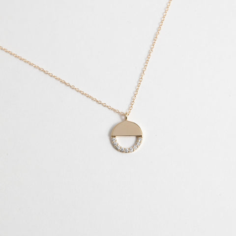 Vida Non-Traditional Necklace in 14k Gold set with White Diamonds By SHW Fine Jewelry NYC
