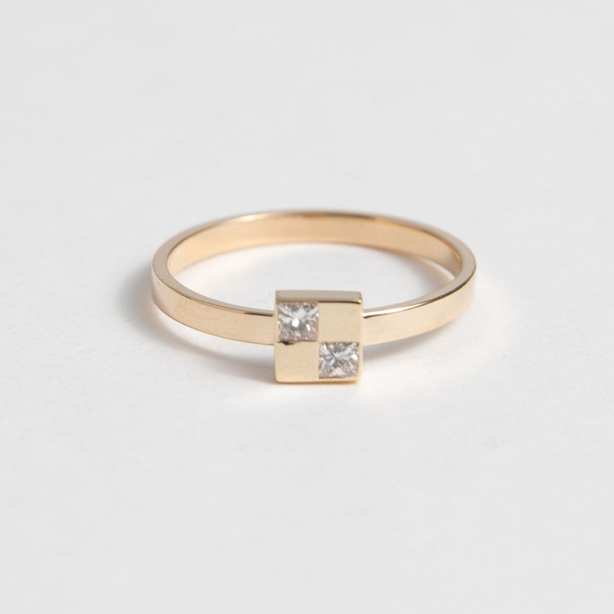 Sudu Cool Ring in 14k Yellow Gold set with princess cut square diamonds by SHW Fine Jewelry in NYC
