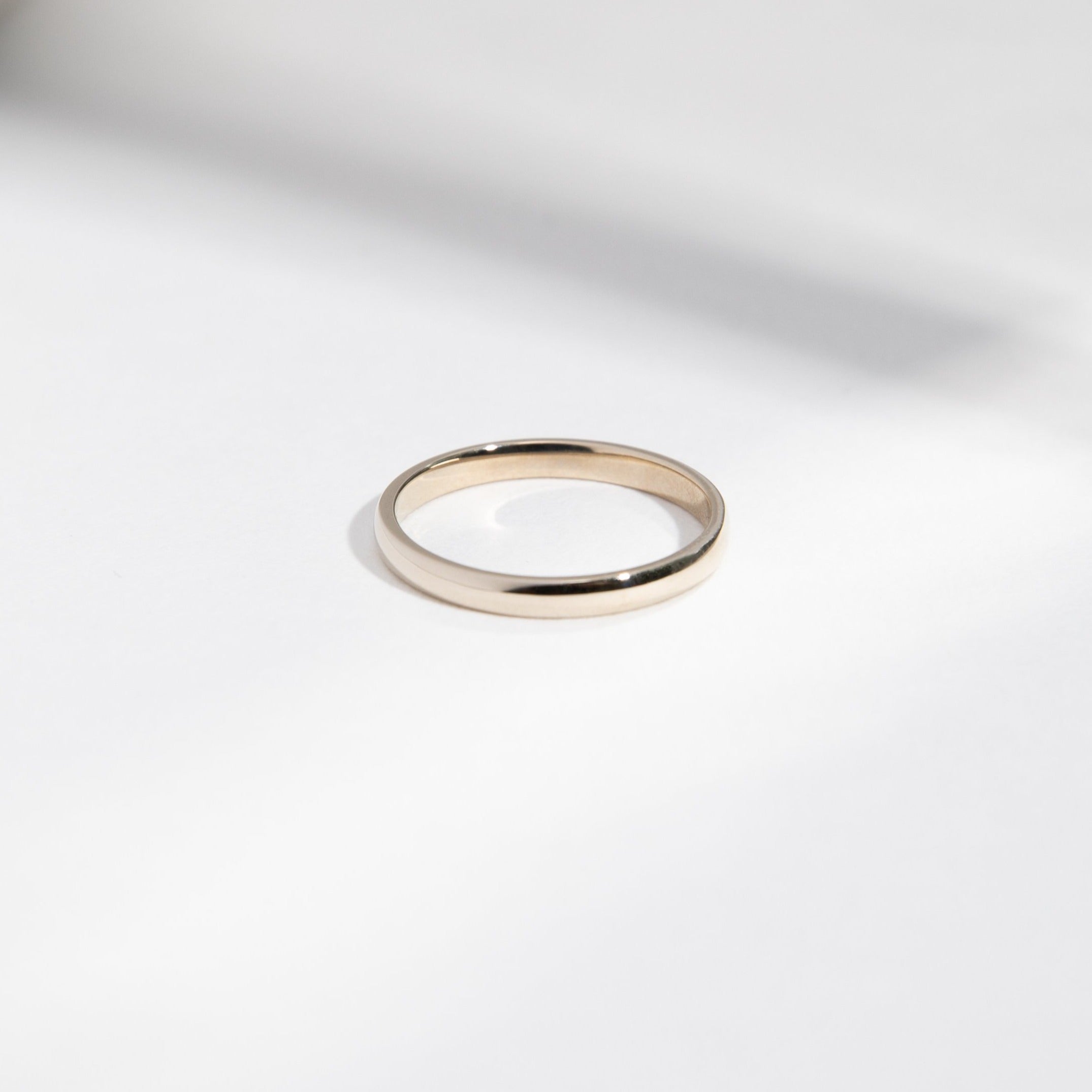 14k white gold traditional 2mm domed wedding band