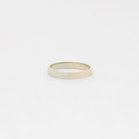 Interesting 3mm Half Yellow and White 14k Solid Gold Wedding Band by SHW best fine jewelry store in downtown NYC SoHo East Village Near Me