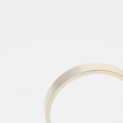 Contemporary 3mm Mixed Metals Half Yellow and White 14k Gold Wedding Band by SHW cool fine jewelry store located in downtown NYC