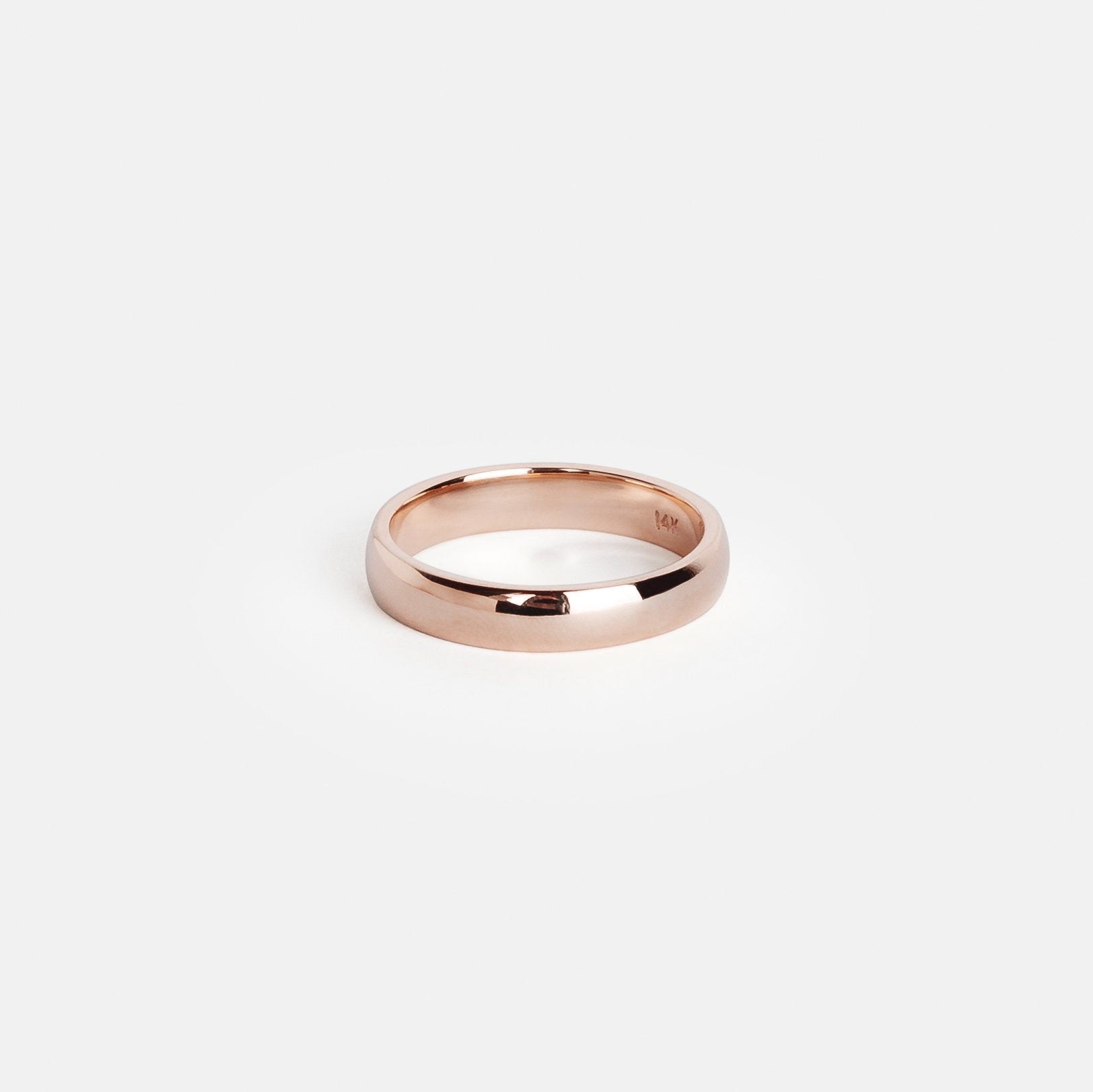 14k rose gold 4mm wedding band with smooth domed profile