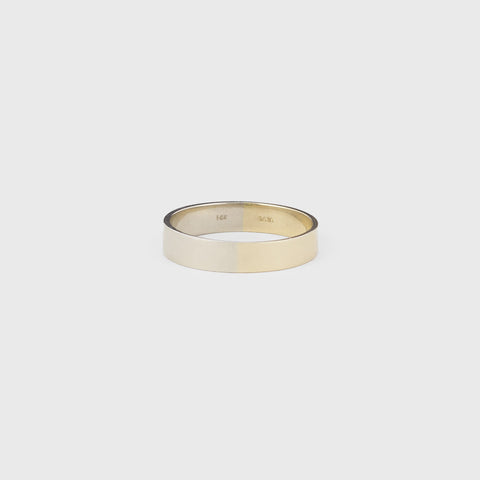 Unique 5mm Partially Yellow and White 14karat Gold Flat Profile Wedding Band by SHW cool fine jewelry store located in downtown NYC nearby