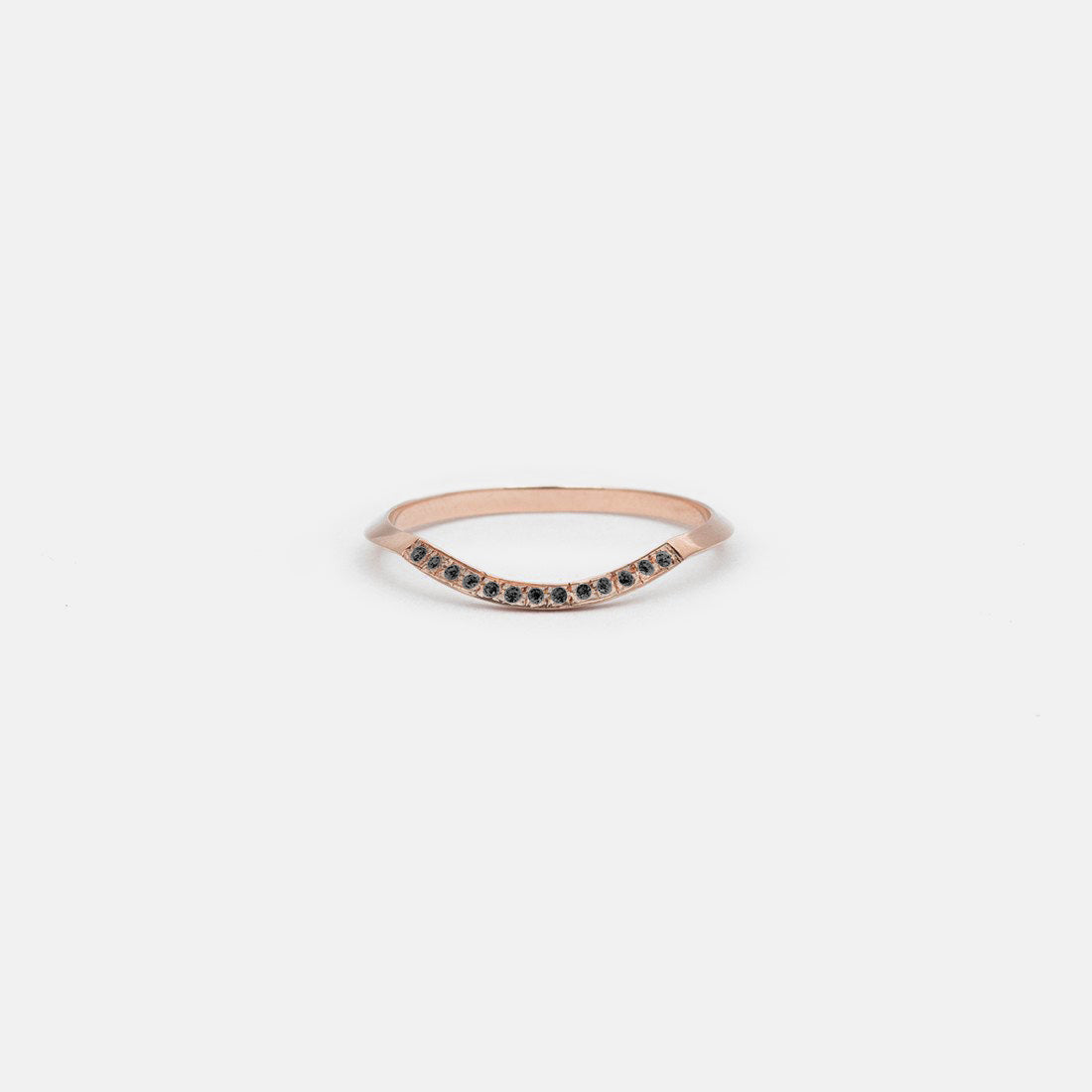 Arba Thin Ring in 14k Rose Gold set with Black Diamonds By SHW Fine Jewelry NYC