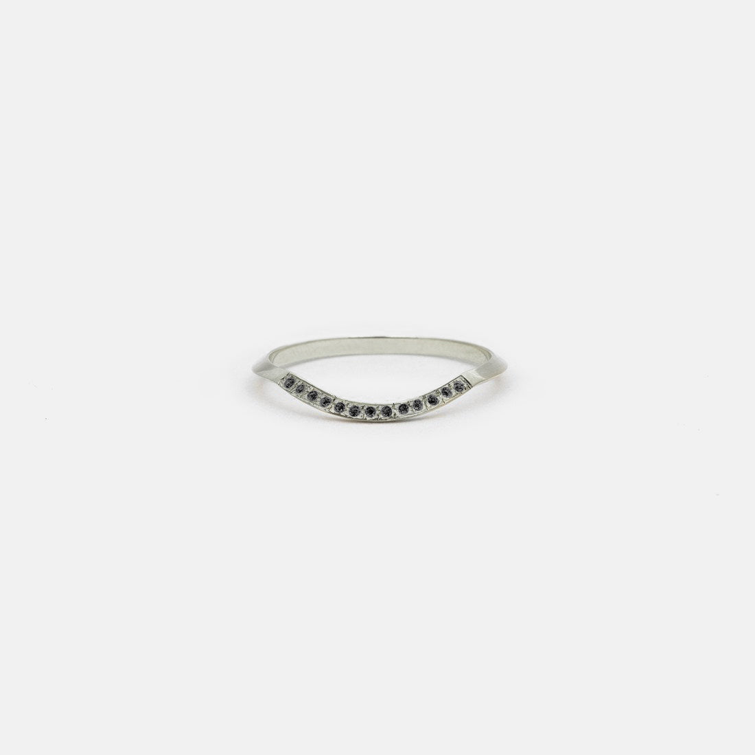 Arba Thin Ring in 14k White Gold set with Black Diamonds By SHW Fine Jewelry New York City
