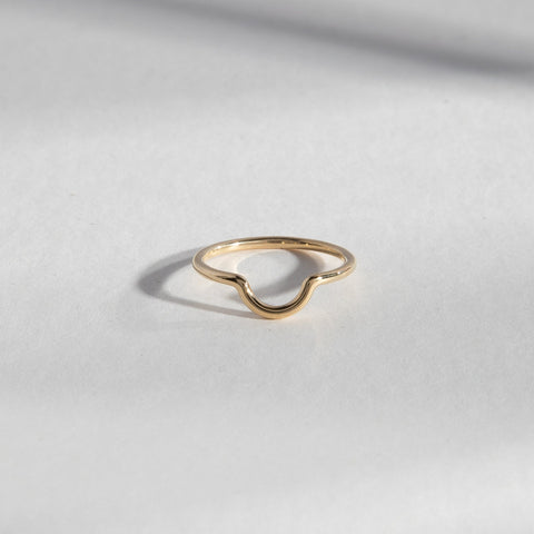 Dainty Womens Round Curved Wedding Band To stack with low setting in Solid 14k yellow gold by SHW coolest fine jewelry store in NYC