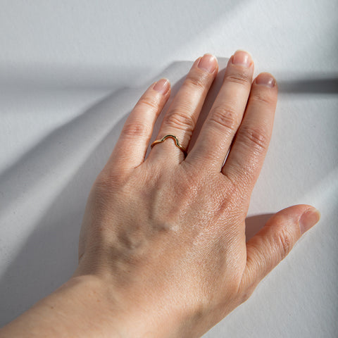 Unique Curve Engagement Band with Round profile in Solid 14 karat yellow white rose gold by SHW famous fine jewelry shop in NYC SoHo