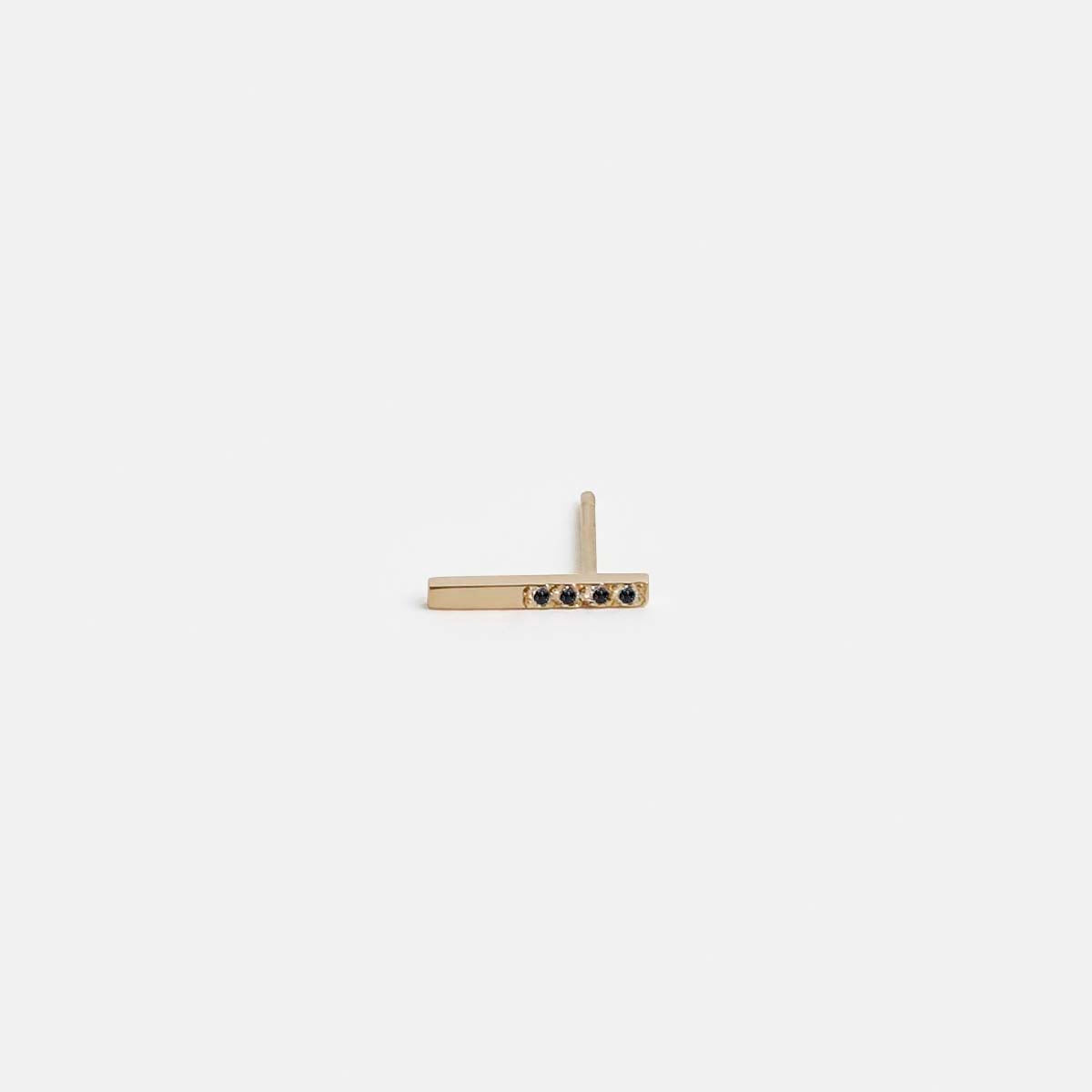 Iva Simple Studs in 14k Gold set with Black Diamonds By SHW Fine Jewelry NYC