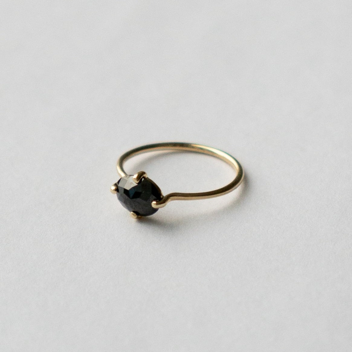 Vera Designer Ring in 14k gold set with a 1.02ct oval rose-cut black diamond by SHW Fine Jewelry New York City