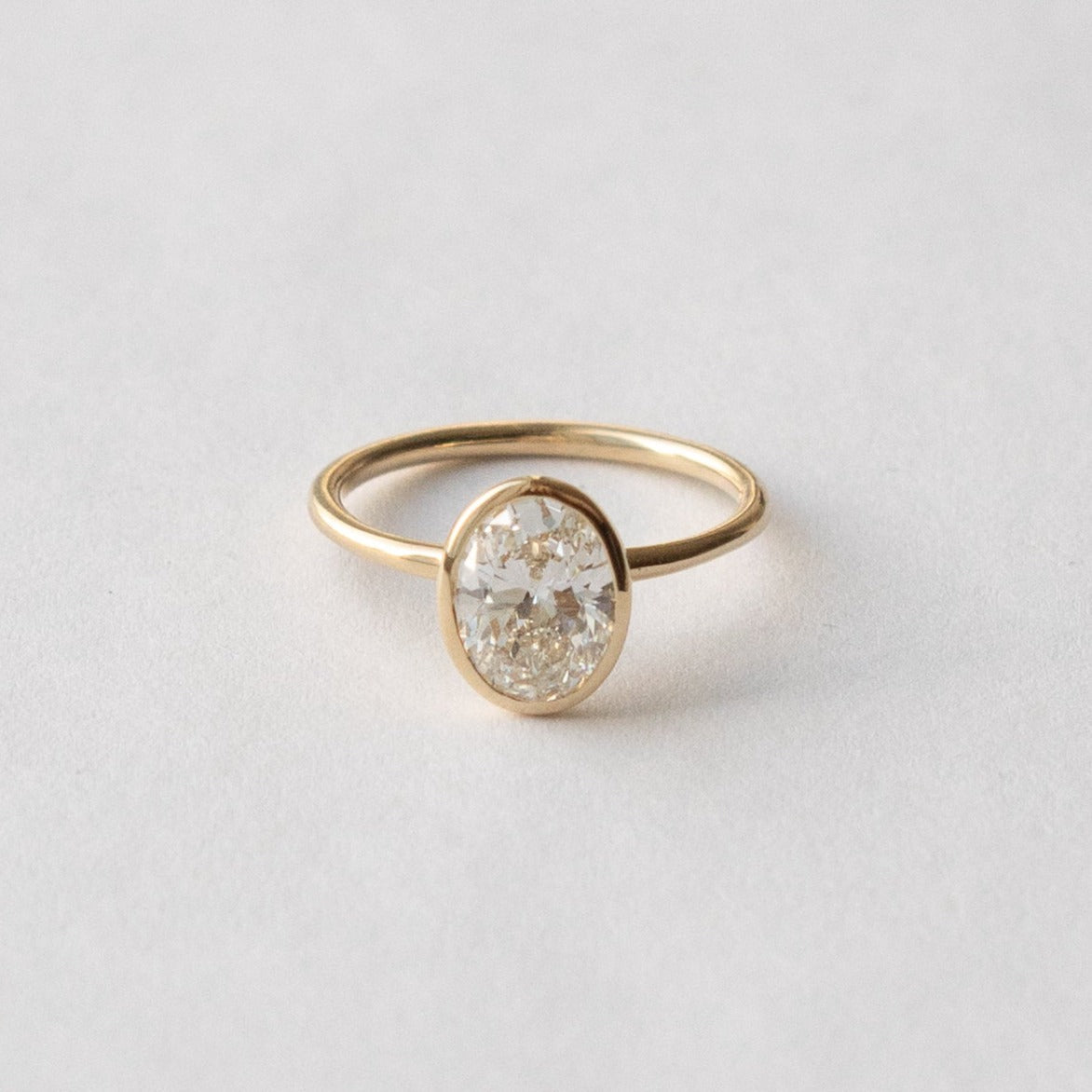 Artu Handmade Ring in 14k Gold set with 1.51ct oval cut lab-grown diamond By SHW Fine Jewelry NYC