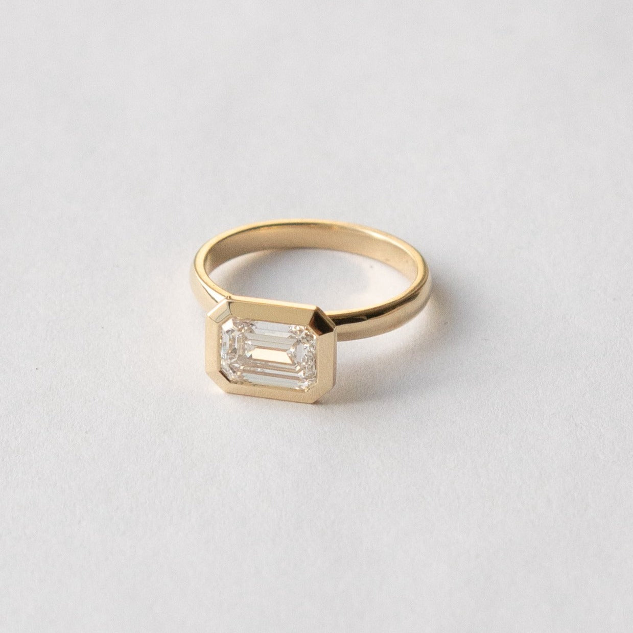 Vilke Unique Ring in 14k Gold set with 1.58ct emerald cut lab-grown diamond By SHW Fine Jewelry NYC