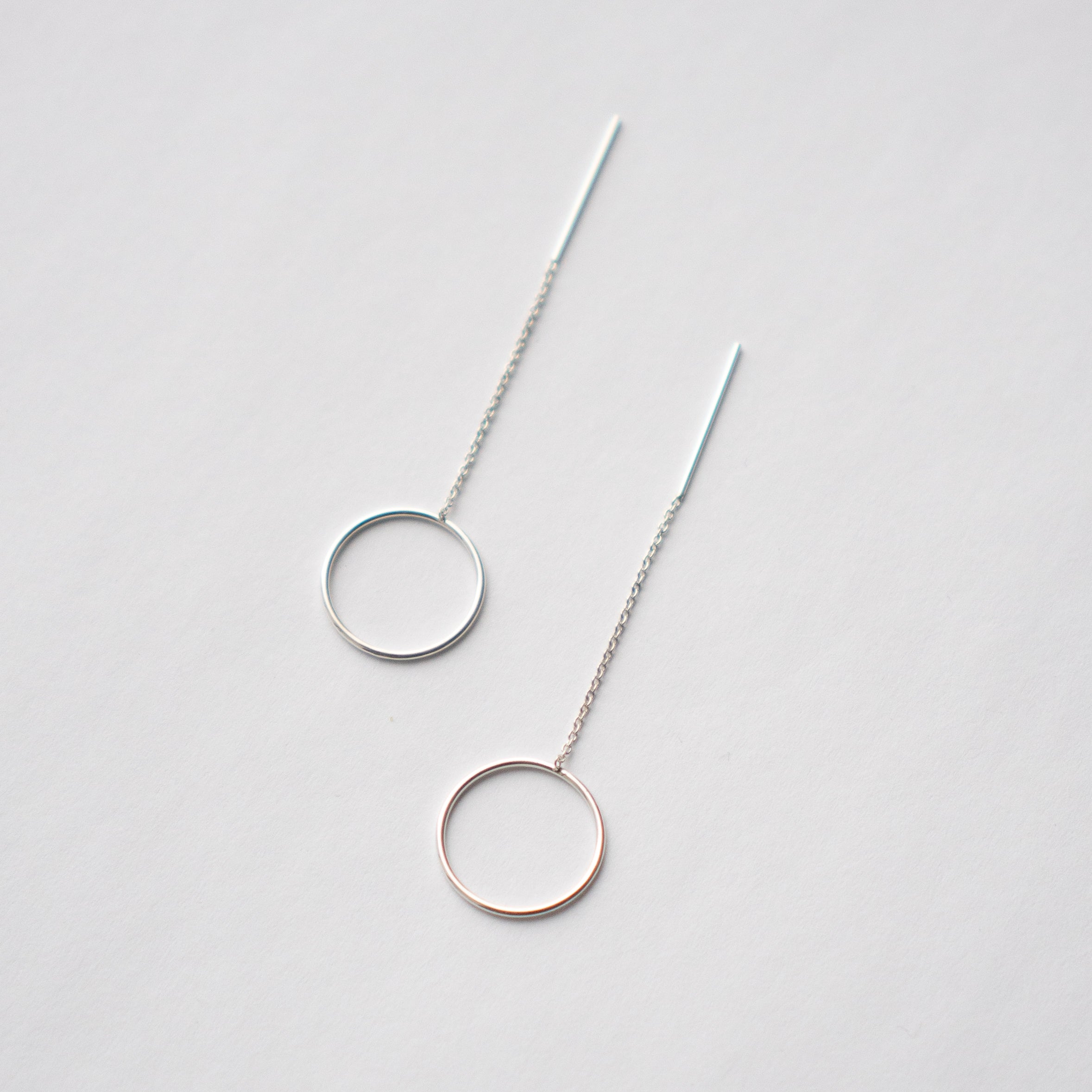 Handmade Lili Pull-Through Circle earrings in 14k yellow gold by SHW Fine Jewelry in NYC