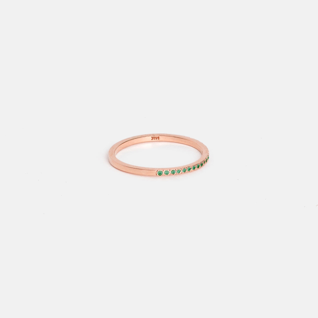 Eile Alternative Ring in 14k Rose Gold set with Emeralds By SHW Fine Jewelry NYC