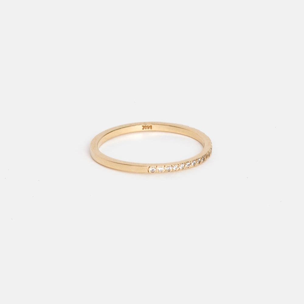 Simple Looking Flat and Thin Wedding Band with pave rubies, emeralds in Solid 14k, 18k gold by SHW best fine jewelry shop in New York City