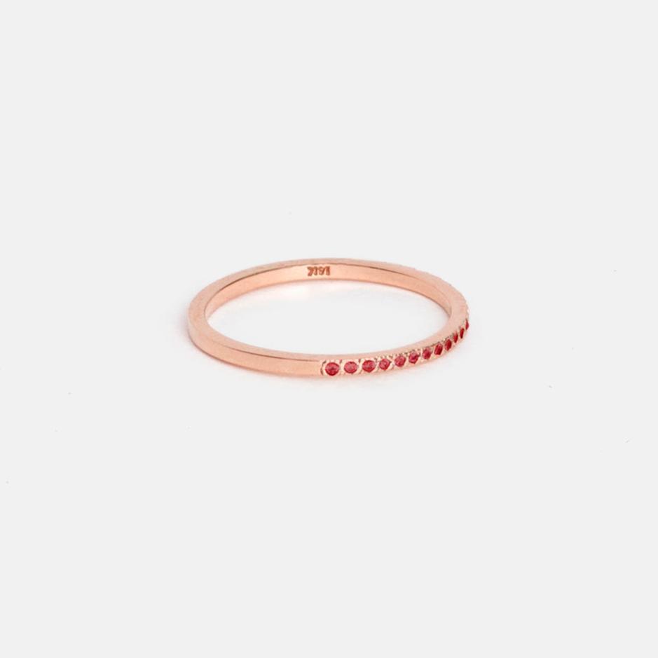 Unique Pave White Diamonds Thinner Engagement Band with Flat profile in Solid 14, 18 karat gold by SHW famous fine jewelry shop in NYC 