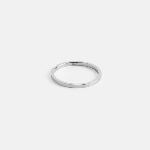 Dainty Simple Thin Stackable Womens Wedding Band with Flat profile in Platinum by SHW coolest fine jewelry store in NYC East Village