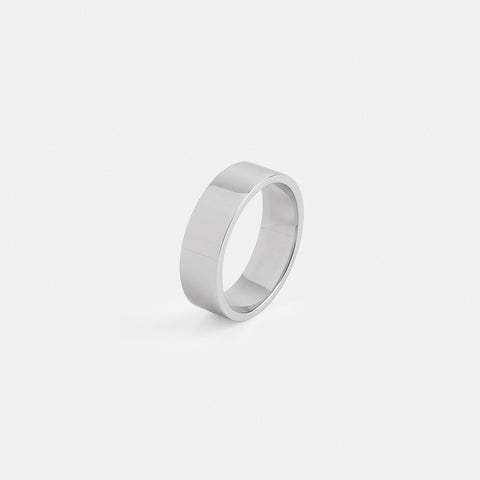 Minimal Sculptural Flat Engagement Band for Women and Men in platinum by SHW famous fine jewelry shop in NYC