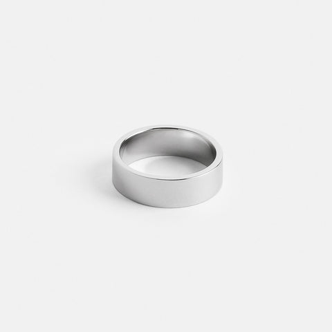 Modern 6mm Wide Stackable Mens Wedding Band with Flat profile in platinum by SHW cool fine jewelry store in NYC