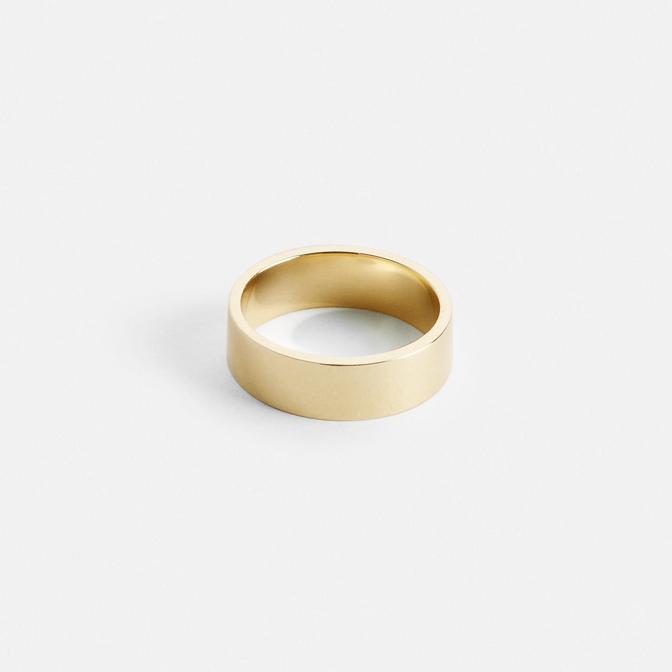 14k yellow gold 6mm flat profile wedding band with smooth polished finish