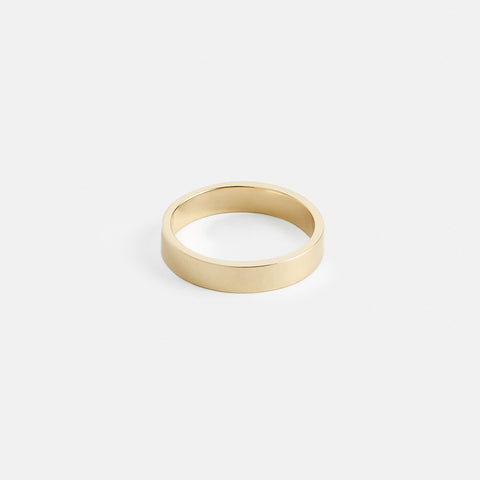 Modern 4mm Wide Stackable Mens Wedding Band with Flat profile in 14k, 18k yellow, white ,rose gold by SHW cool fine jewelry store in NYC