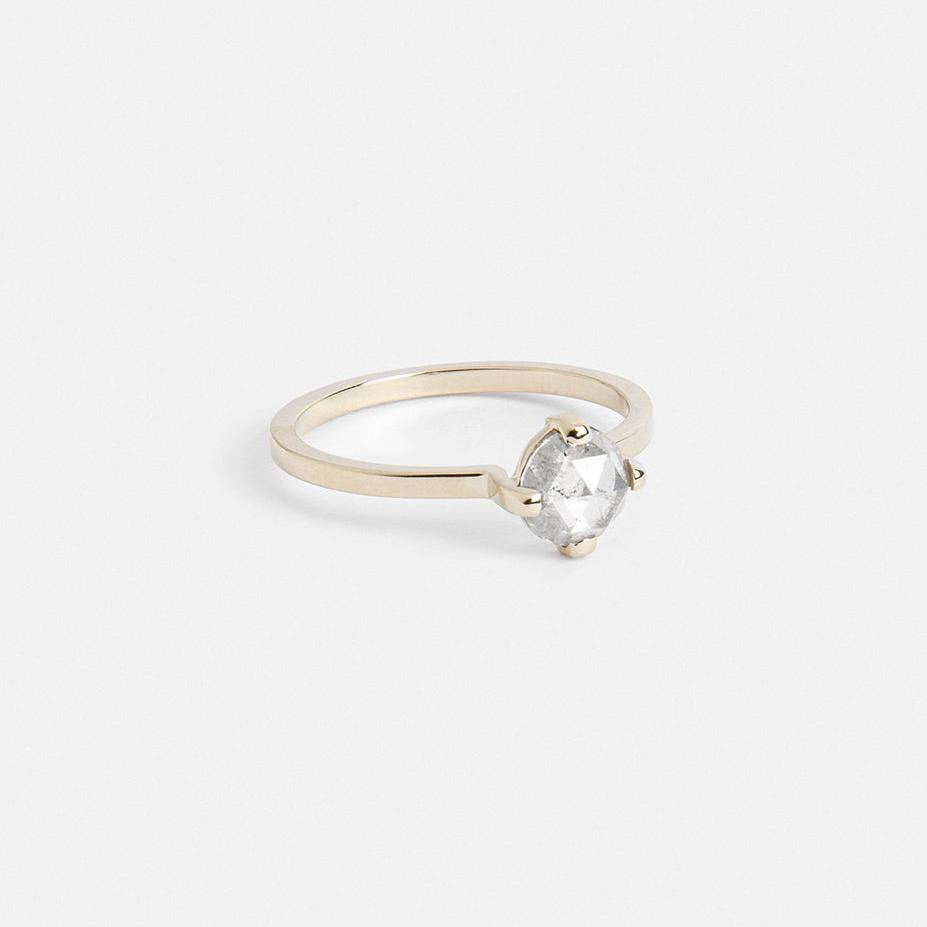 Simple Delicate Claws engagement ring with under 1ct round salt and pepper diamond in 14k white gold by SHW cool jewelry stores in NYC SoHo