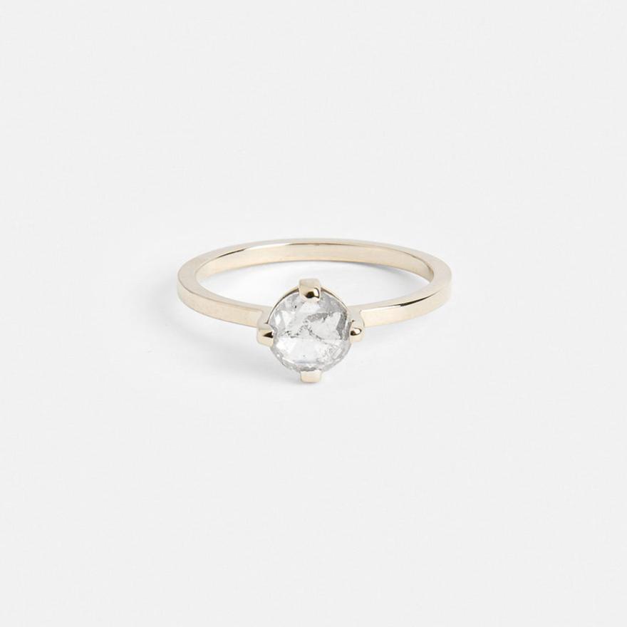 Unique Prong Set Engagement Ring under 1 carat salt and pepper diamond in 14k white gold by SHW best fine jewelry stores in NYC nearby