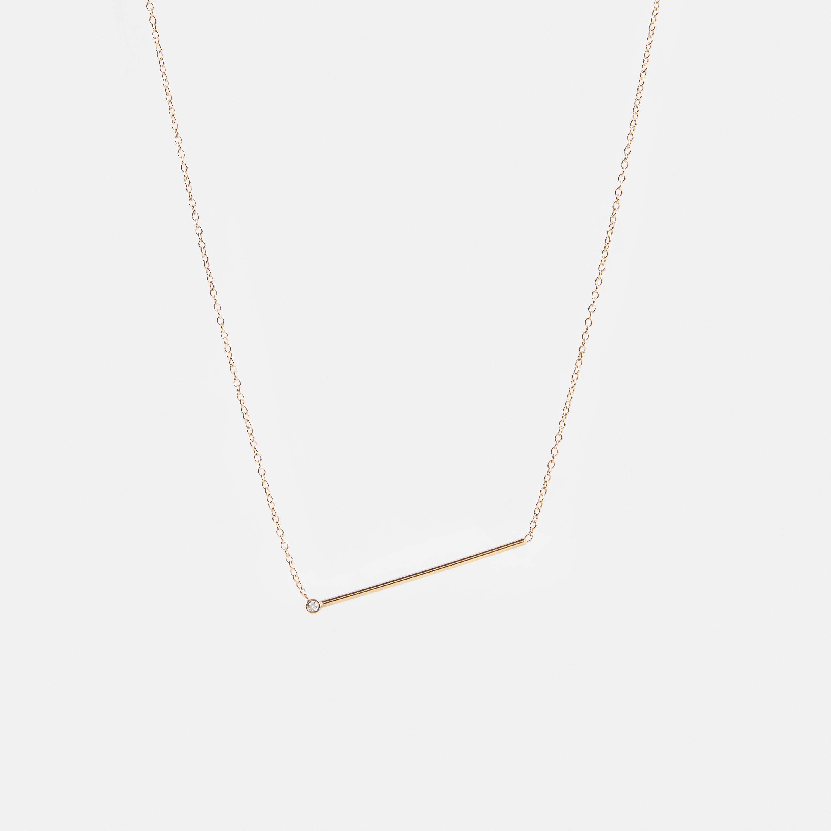 Enne Minimalist Necklace in 14k Gold set with White Diamond By SHW Fine Jewelry NYC
