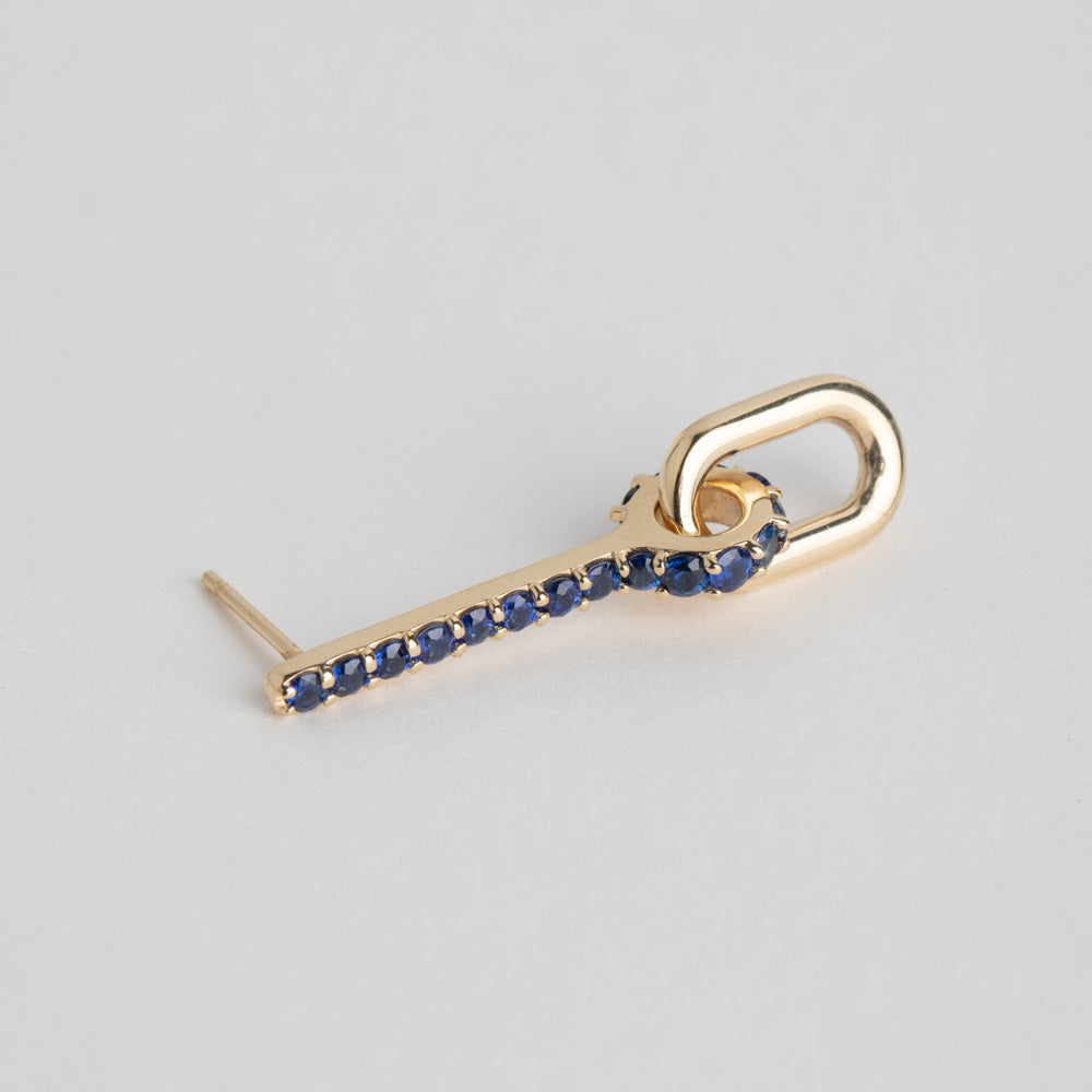 Modern sapphire earrings sculptural style cool contemporary SHW jewelry studio Manhattan NYC handmade fine jewelry