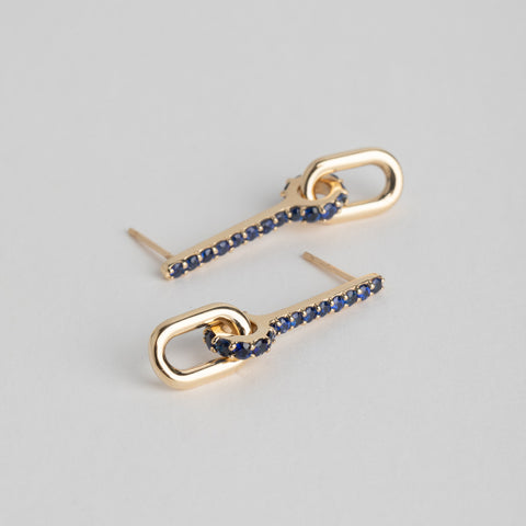 Fara sapphire earrings sculptural design modern contemporary solid gold handmade SHW Fine Jewelry NYC Manhattan