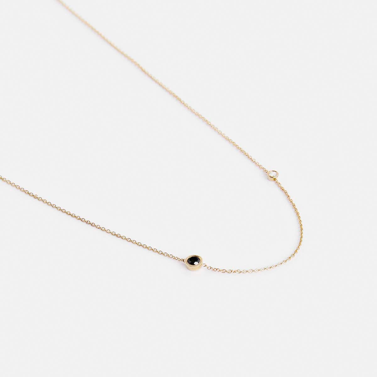 Iba Alternative Necklace in 14k Gold set with Black and White Diamonds By SHW Fine Jewelry NYC
