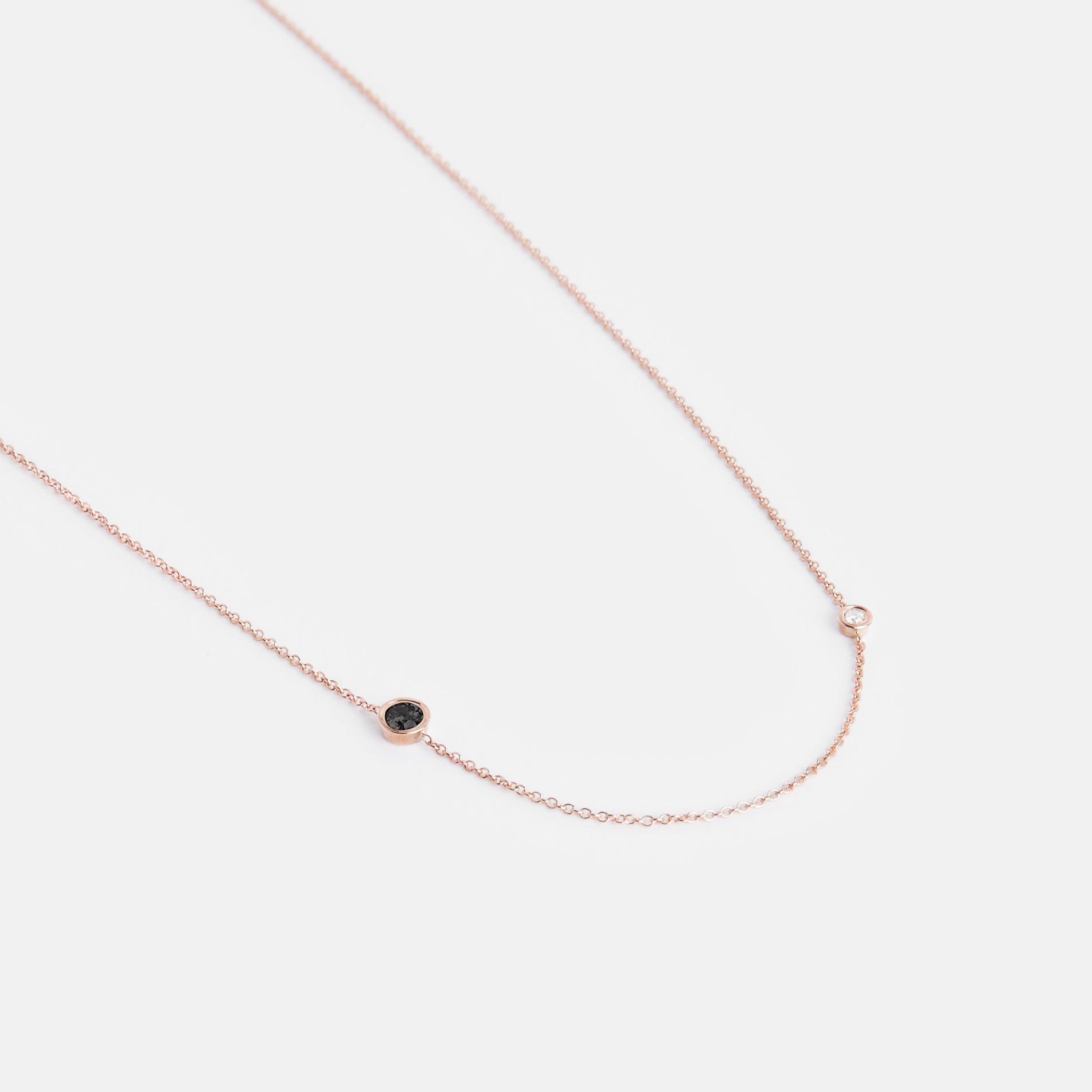 Iba Designer Necklace in 14k Rose Gold set with White and Black Diamonds By SHW Fine Jewelry NYC
