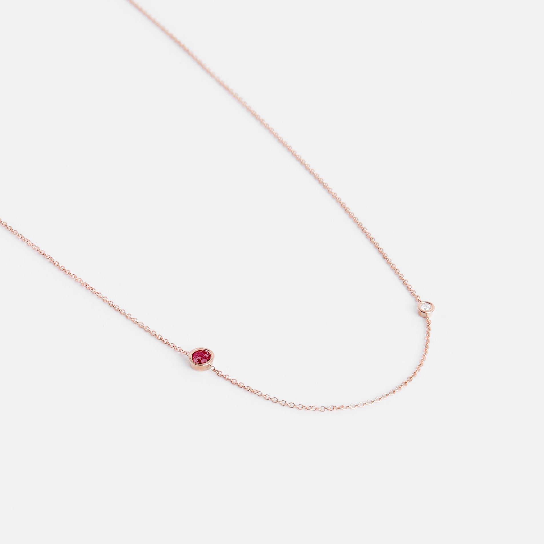 Iba Designer Necklace in 14k Rose Gold set with Ruby and White Diamond By SHW Fine Jewelry NYC