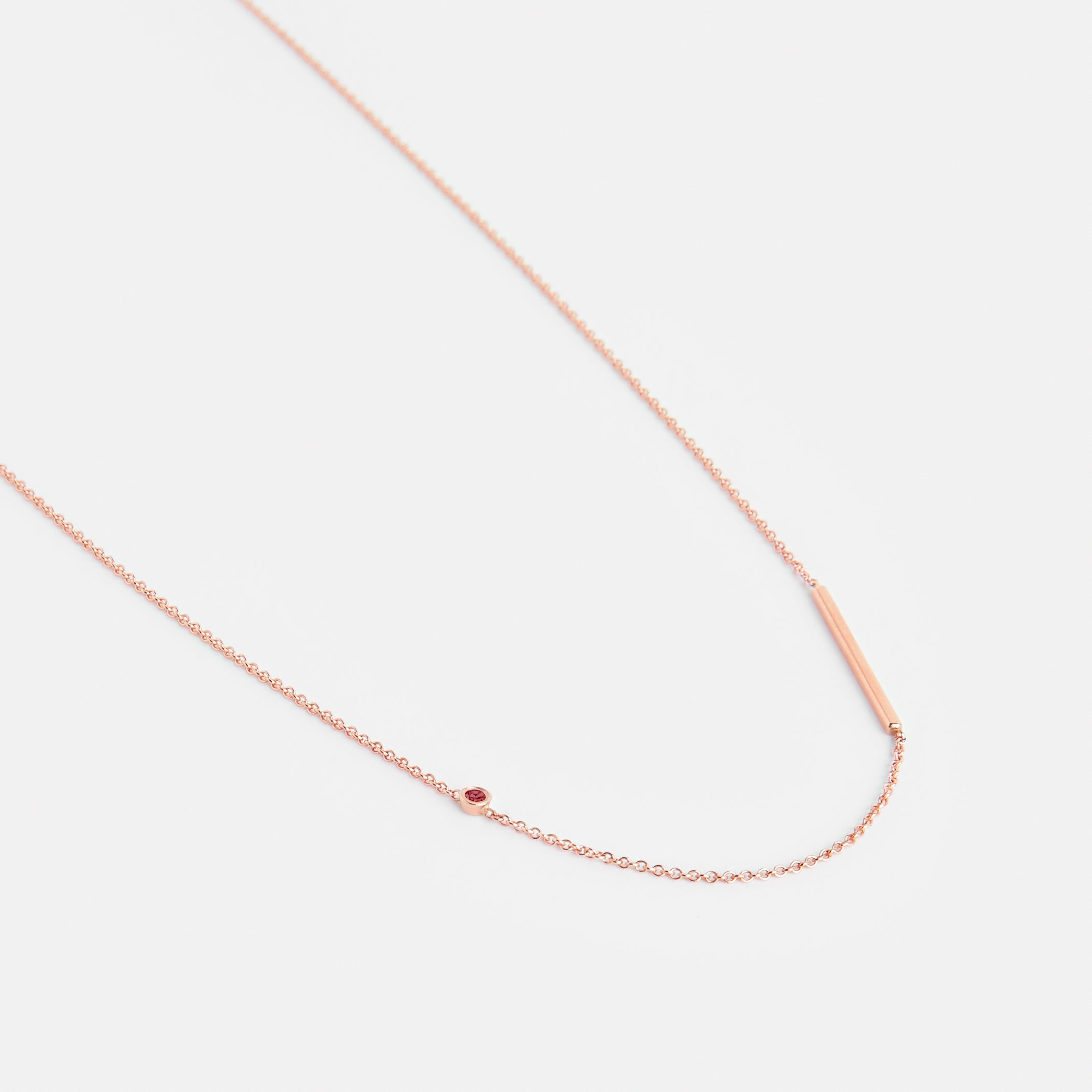 Iki Thin Necklace in 14k Gold set with Ruby By SHW Fine Jewelry New York City