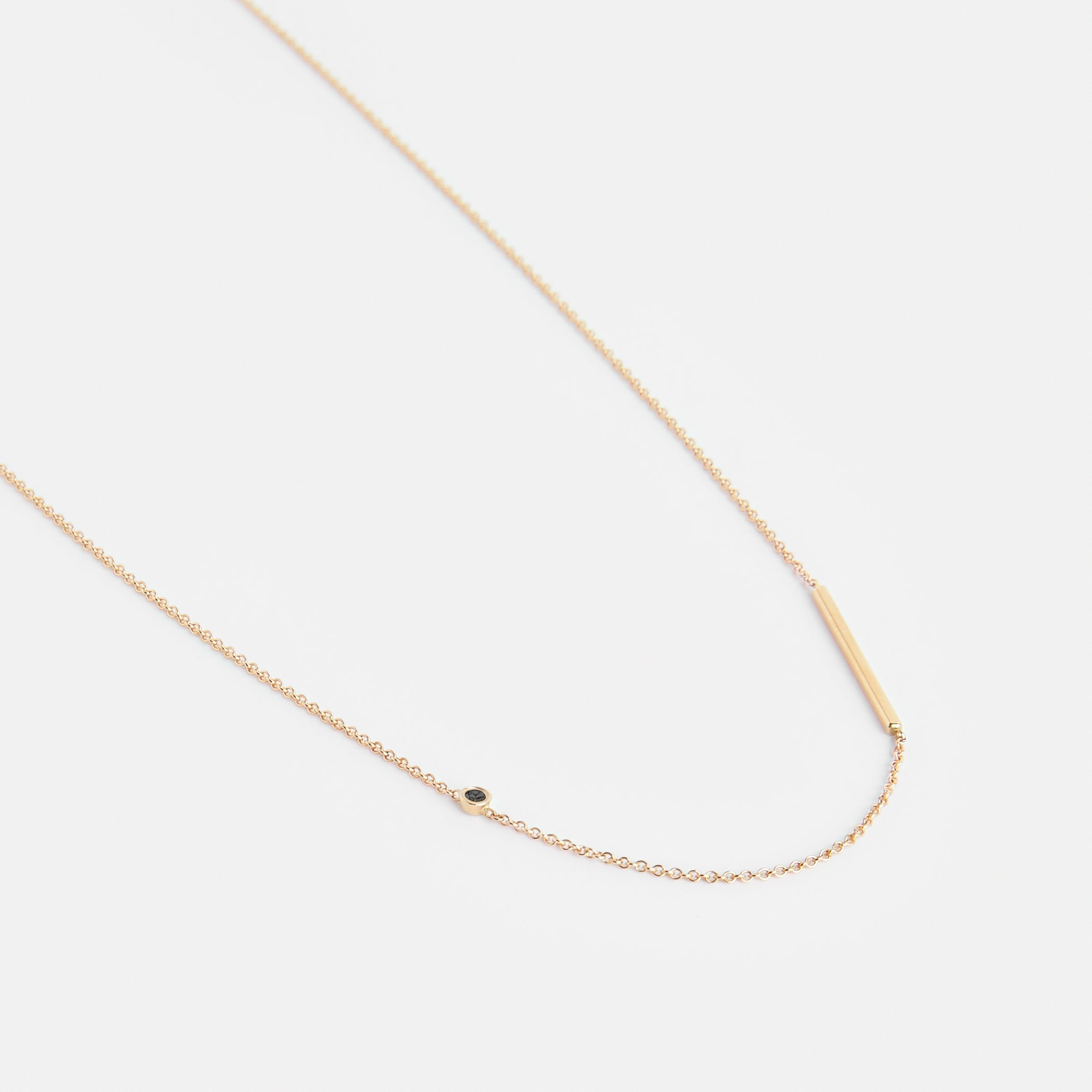 Iki Unconventional Necklace in 14k Gold set with Black Diamond By SHW Fine Jewelry NYC