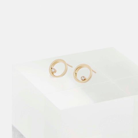 Ila Designer Earrings 14k Gold set with White Diamond By SHW Fine Jewelry New York City