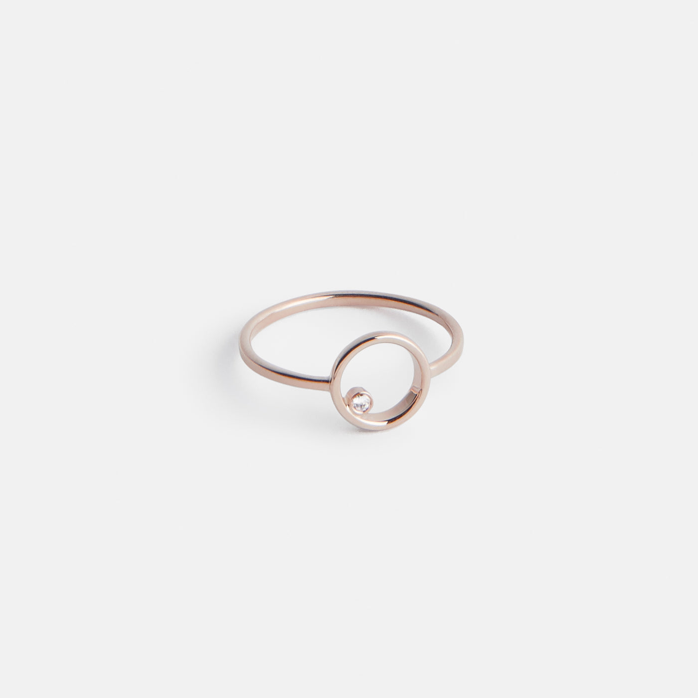 Ila Delicate Ring in 14k Rose Gold set with White Diamond by SHW Fine Jewelry New York City
