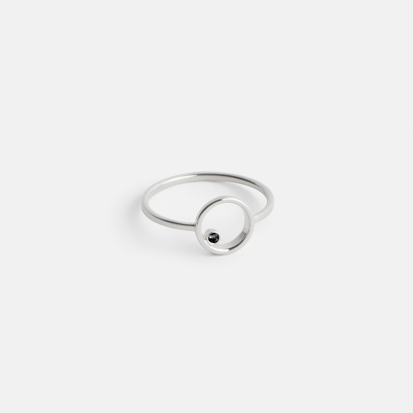 Ila Thin Ring in Sterling Silver set with Black Diamond by SHW Fine Jewelry New York City